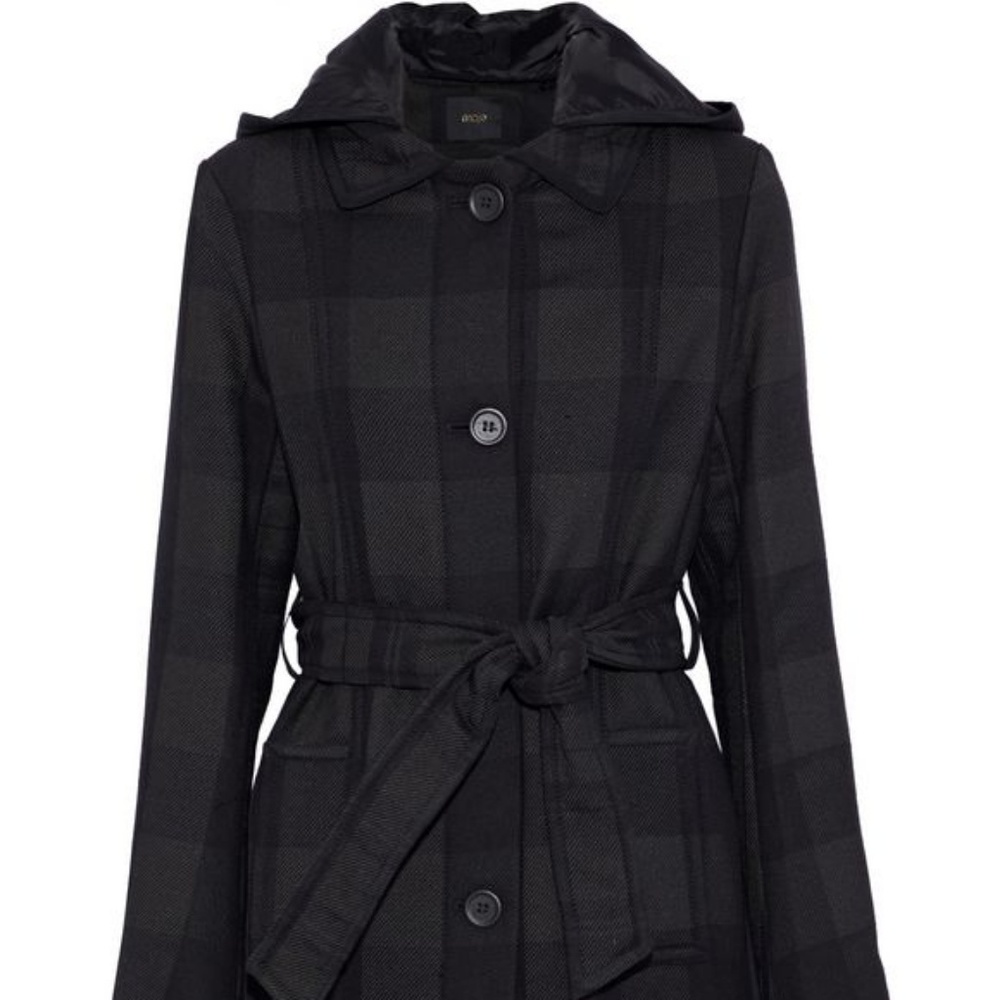 Gobani Checked Twill Hooded Coat
